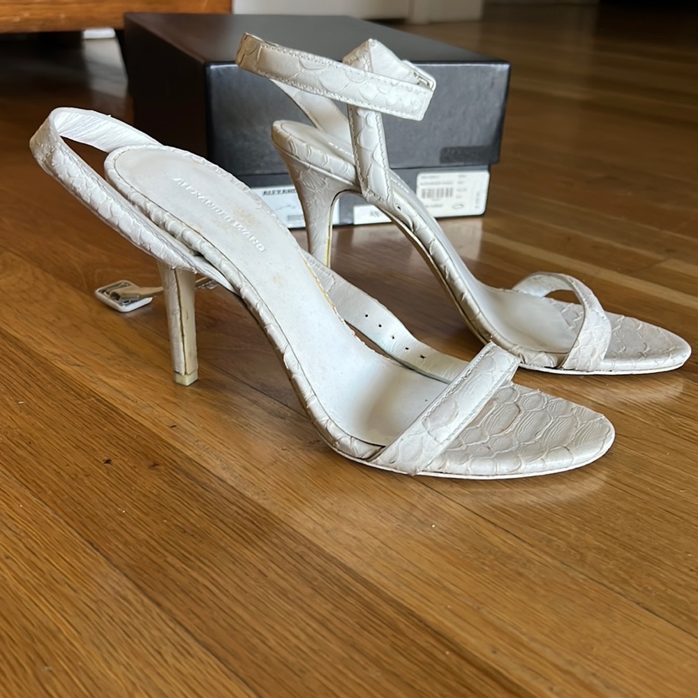 Alexander Wang white snake skin sandal